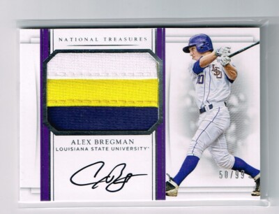 ALEX BREGMAN 2017 NATIONAL TREASURES AUTO PATCH COLLEGE # 50/99 HOUSTON ASTROS