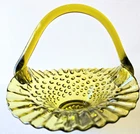 FENTON Glass HOBNAIL Colonial BASKET 6.5"x 6.0" Hand-Blown Green-Yellow Avocado