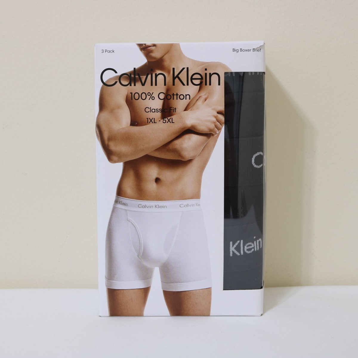 Pack Calvin Klein Men Black Underwear Big Boxer Brief size 2XL