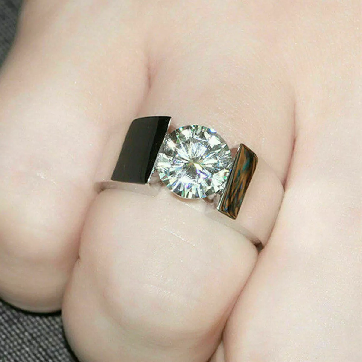 Round Solitaire Diamond Mens Ring