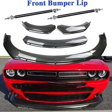 For Dodge Challenger SRT Carbon Fiber Front Bumper Lip Spoiler+Strut Rods Kit