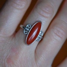 Natural Red Coral Ring,925 Sterling Silver Ring,Handmade Ring,Boho Ring,Gift