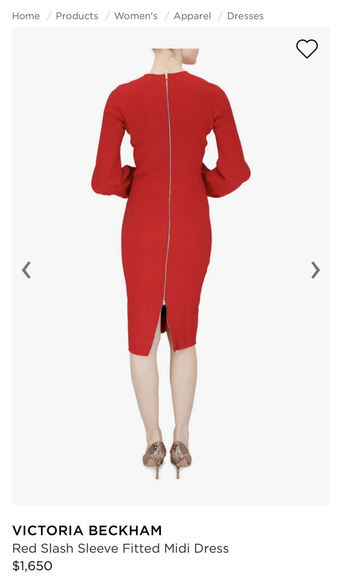 【VICTORIA BECKHAM】カットアウト レッド ミディワンピース VICTORIA BECKHAM 透かし編みニット ミディワンピース カット