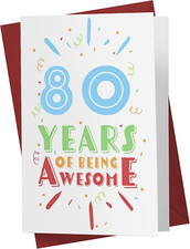 Funny 80Th Birthday Card for Men Women - Large 5.5X8.5 Inch 80 Years Old Birthda