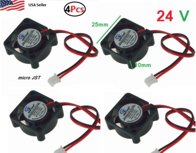 4Pcs 24V 2Pin 25mm 25x25x10mm 2.5cm 5 Blades Mini Small DC Brushless Cooling Fan