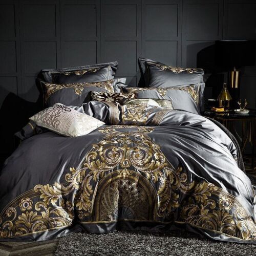 Ensemble de literie brodée de luxe housse en raisin drap de lit taies d'oreiller textiles de maison - Photo 1 sur 14