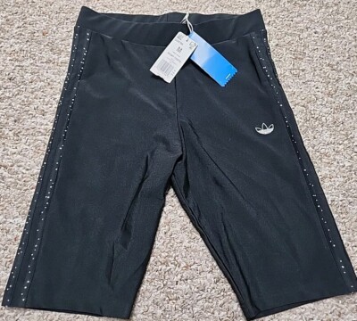 Adidas women's core cycling short tights size M black sparkle style GC6786 NWT