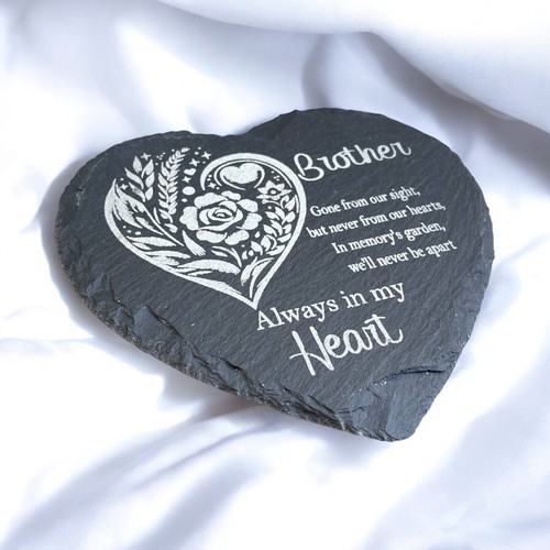 Memorial plaque Slate heart Remembrance stone Cross plaque Rose memorial Grave - Picture 75 of 90