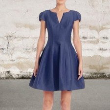 Halston Heritage $445 Silk/Cotton Fit and Flare Navy Blue Dress Size 4