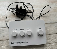 Lucky Voice Party Box Karaoke Mixer, 2 Mic Inputs, Echo, 3.5mm, White + PSU
