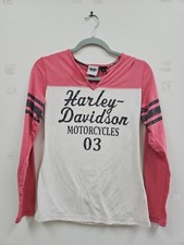 Harley Davidson Red & White  Long Sleeve Top Size M