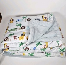 Parents Choice Walmart White Grey Jungle Safari Animal Giraffe Lion Baby Blanket