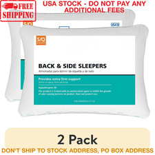 2 Pack Extra Firm Pillow Set Standard Queen Bed Sleeping Back Side Sleeper White