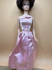 Vintage 60s Pink Satin Barbie Party Dress With Shoes —- No Doll