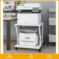 Sturdy 2 Tier Heavy Duty Printer Stand Rolling Copier Table 50x50x60cm White