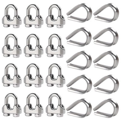 hannger 12Pcs 3/16'' M5 Wire Rope Clamps 10 Pcs 3/16 M5, Silver 