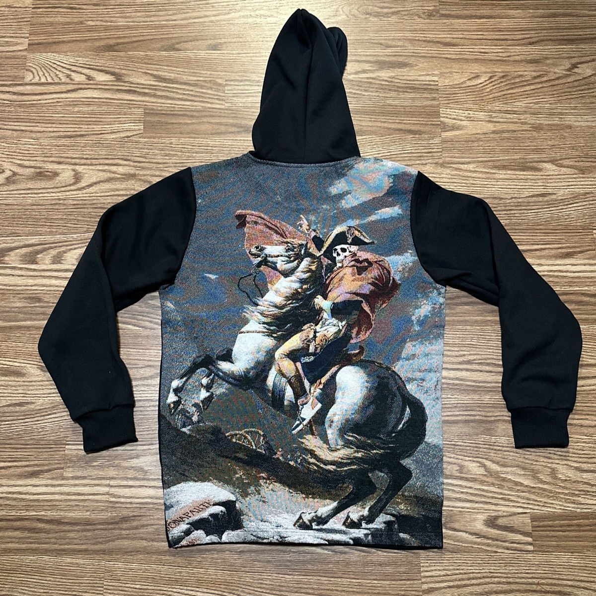 Rebel Vengeance Hoodie Mens M Black Skeleton Napoleon Sweater
