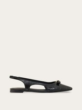 FERRAGAMO WOMEN'S BLACK LEATHER SLINGBACK SHOE MSRP 800