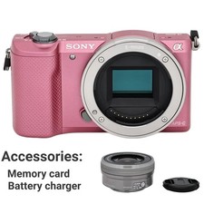 Sony a5000 Pink Mirrorless Camera w/ 16-50mm OSS Lens - Excellent 95 New