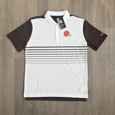 Cleveland Browns Polo Shirt Mens Large White NFL Football Nike Dri Fit Golf