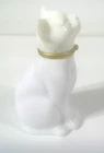 Avon Pretty Cat White Bottle Decanter VINTAGE Milk Glass Kitty w/ Gold Collar