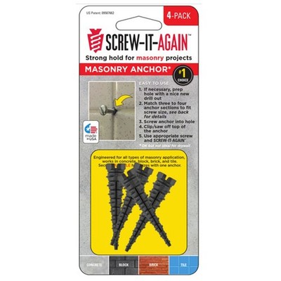Screw-It-Again SIA-4PK-M Polypropylene Hex Head Masonry Anchor 1/4 Dia.x2 L in.
