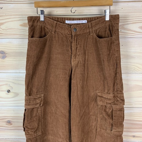Pantalones de Pana Tinseltown 13 Marrón Sueltos Pierna Ancha Carga Sueltos Y2K Patinador Grunge - Imagen 2 de 15