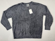 NWT Barefoot Dreams CozyChic Lite Crewneck Pullover Sweater In Onyx Blue-Large