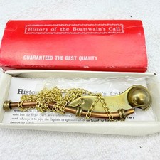 Boatswains Call Brass & Copper Whistle With Chain And Box Navy Tradition