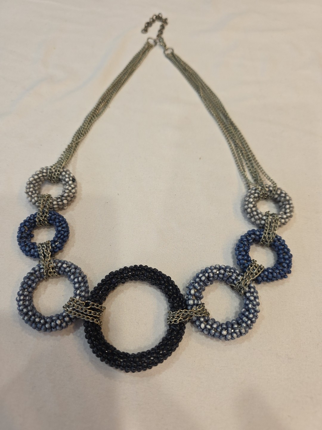 Chunky Loop Statement Necklace Black, Blue & Grey… - image 2