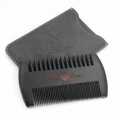 Wooden Beard Comb with Case Pocket Comb for Men Skull Design
