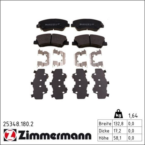 Zimmermann 25348.180.2 Bremsbelagsatz FüR Hyundai KIA Stonic RIO I20 I20 Active-image