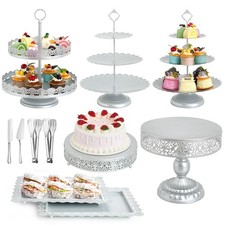 11Pcs Silver Cake Stand Set, Metal Dessert Table Display Set