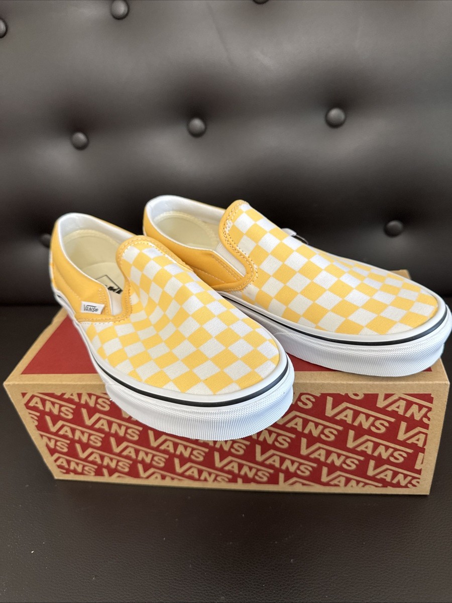 Vans unisex Checkerboard Classic Slip-On Sz M W 10 Flax(yellow