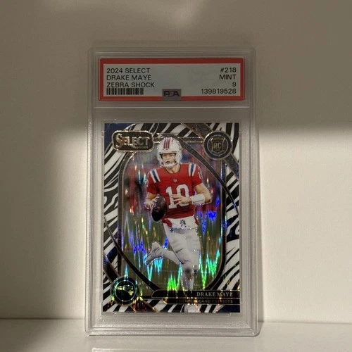 2024 Panini Select - Club Level Drake Maye #218 Zebra Shock Prizm (RC) PSA 9