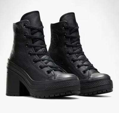 Converse Chuck 70 De Luxe Heel Leather High Boots Womens 7 Black Shoes Platform