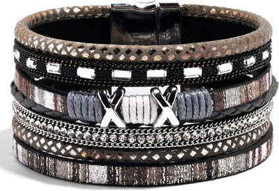 Boho Leather Wrap Bracelets for Women Multi-Layer Bracelets with Strong Clasp Je