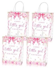16 Pcs A Sweet Little Girl is on The Way Baby Shower Goodie Bag,Pink Bow Girls