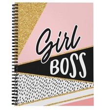 Softcover Girl Boss 8.5" x 11" Motivational Spiral Notebook/Journal, 120 Wide...