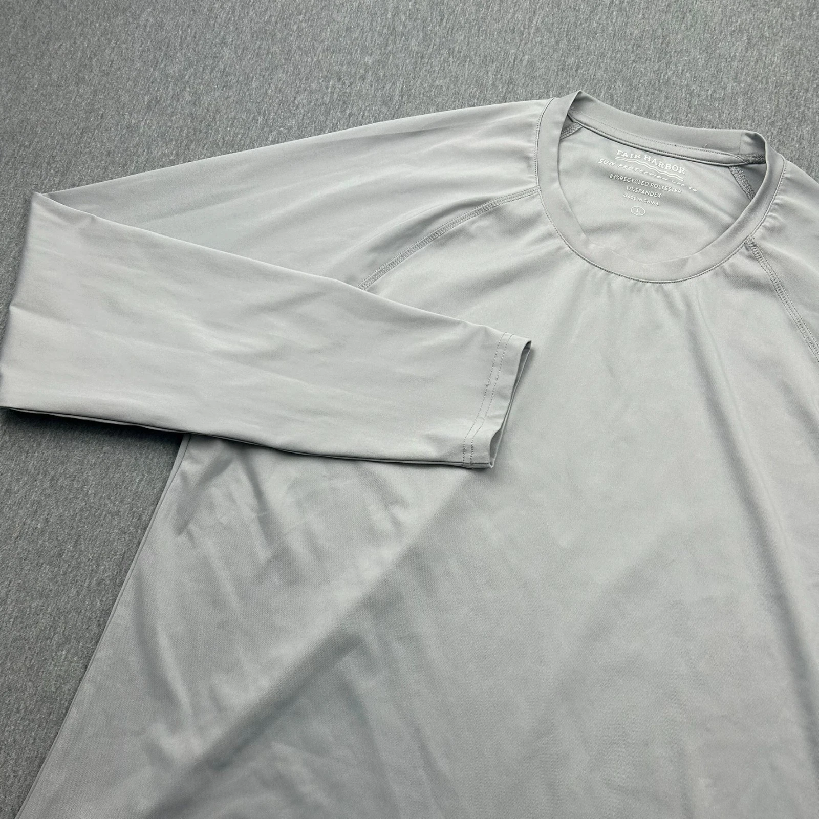 Fair Harbor Sun Protectant UPF 50 Long Sleeve Shirt Mens Large Gray Beach