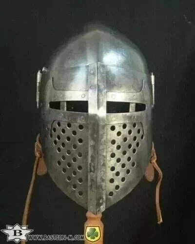 18 G Medieval Steel Bascinet Knight Buhurt Visor Helmet Helmet Armor Battle Gift - Picture 4 of 4