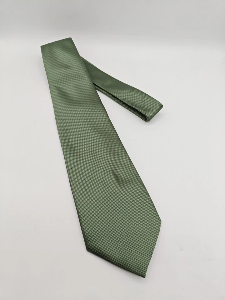 🇮🇹 Firenze мужской 59 x 3 7/8 зеленый шелковый галстук сделано в Италии - Изображение 4 из 4