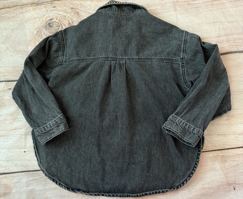 Zara Girl's Jeweled Denim Overshirt Shirt Jacket Black Size 7 - Picture 3 of 3