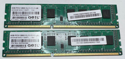 GEIL RAM 8GB (2x 4GB) PC3 12800 CL11-11-11-28 Memory GN34GB1600C11SMP1 1.5V