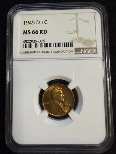 1945 D Lincoln Cent - NGC MS66 RD - B49361