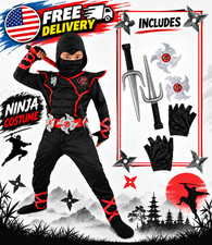 Black Deluxe Ninja Costume for Kids Boys Halloween Costume Dress Up Small 5-7yrs
