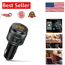 Compact Bluetooth FM Transmitter for Car - Noise-Cancelling Mic 2-Port Charger