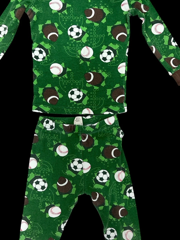 ✨ Sports themed Green and brown pajamas for boys✨ - Image 3 of 4
