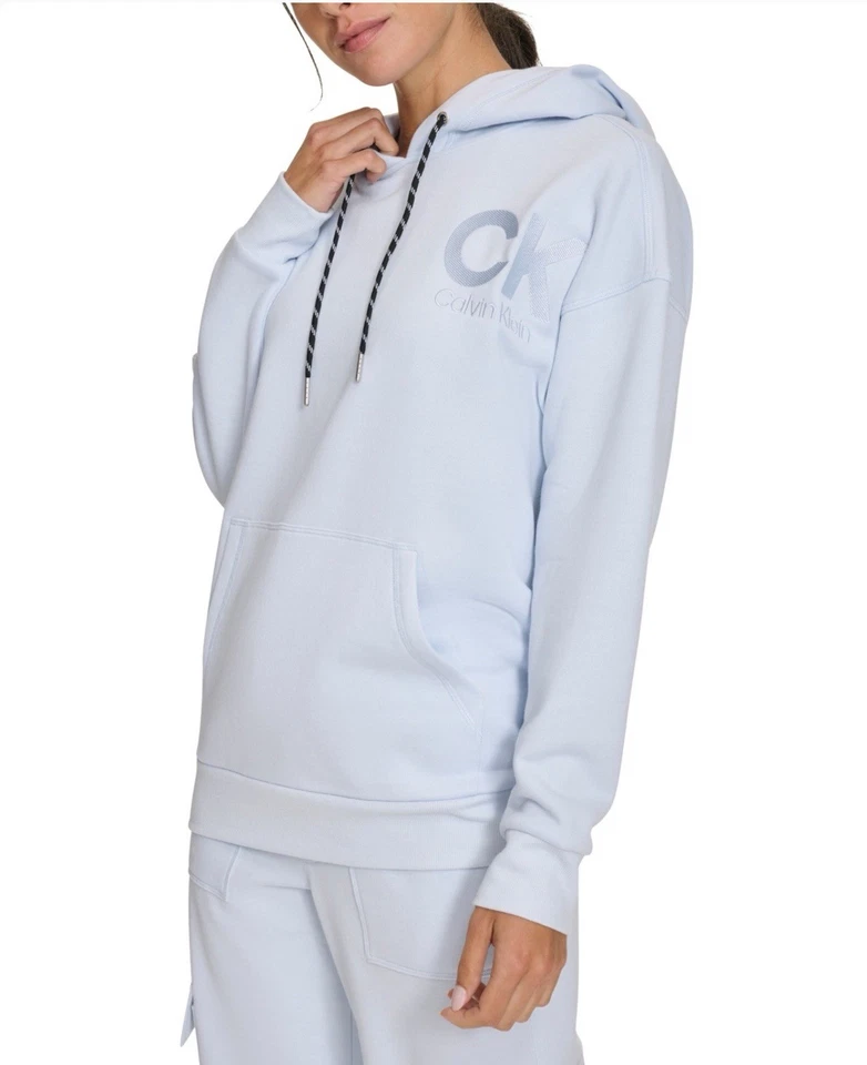 Calvin Klein Women's Eco Fleece Logo Pullover Hoodie Cortado Heather L Spray - Image 4 of 4