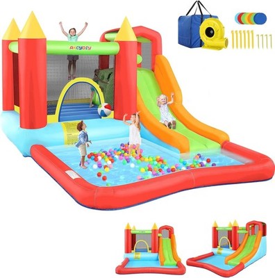  ️Inflatable Bounce House Water Slide, Large Bouncing Area, Basketball Hoop ️